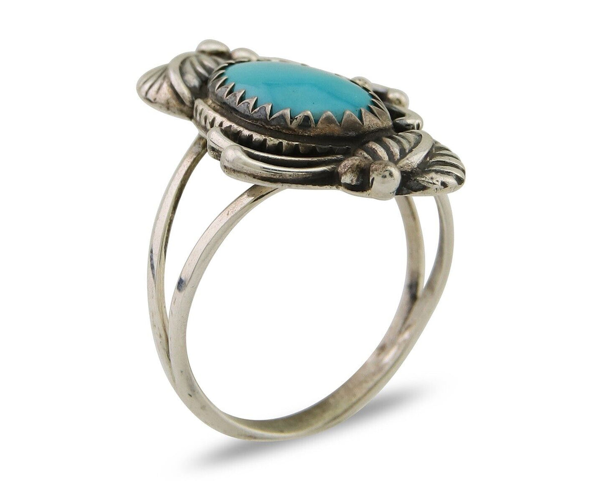 Navajo Ring 925 Sterling Silver Natural Turquoise Native American Artist C.80's