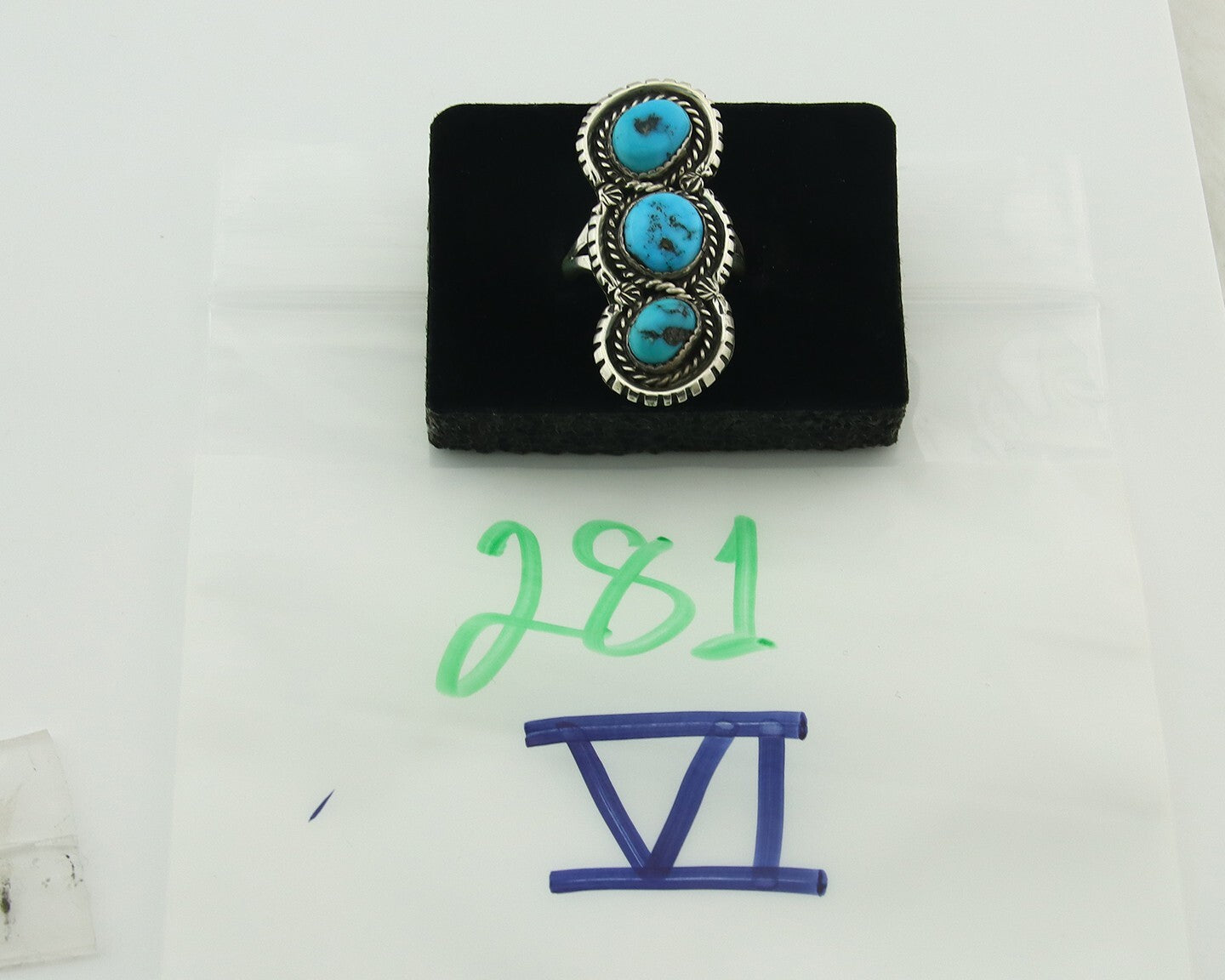Vintage Navajo Ring 925 Sterling Silver Turquoise Signed Tom Willeto Size 7.0