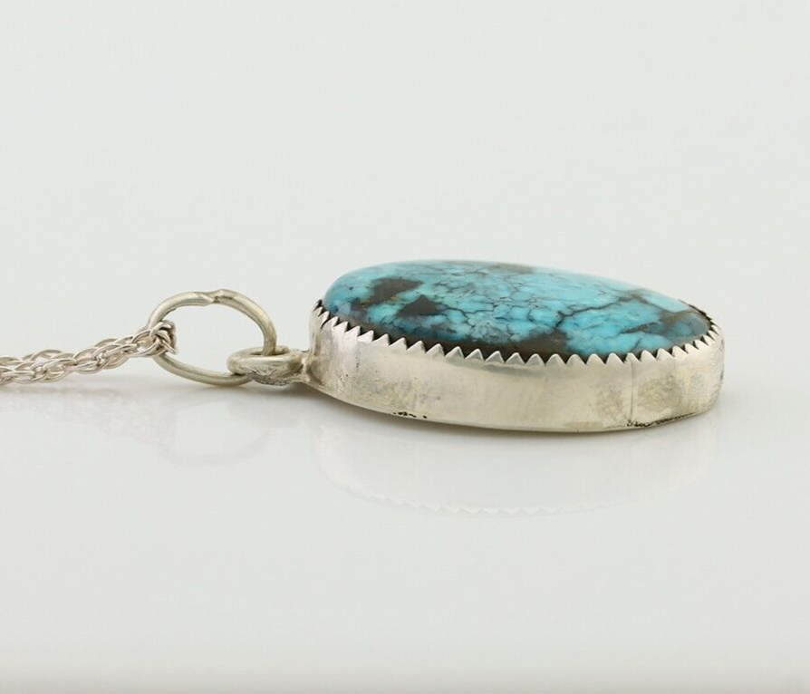 Navajo Turquoise Necklace 925 Silver Native American Artist C.80's