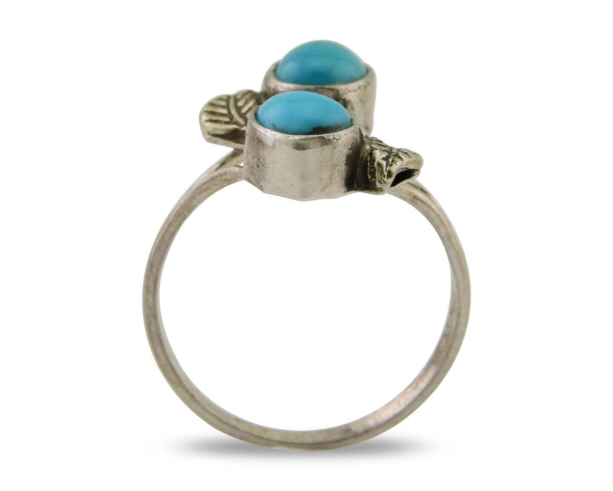 Navajo Ring 925 Silver Natural Blue Turquoise Native American Artist C.80's