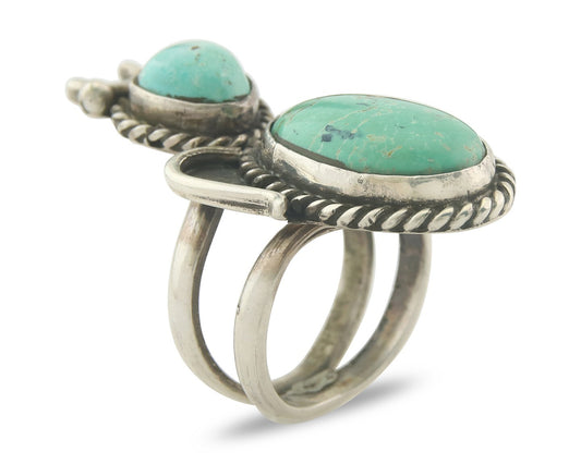 Vintage Navajo Ring 925 Sterling Authentic Turquoise Signed Size 7.0