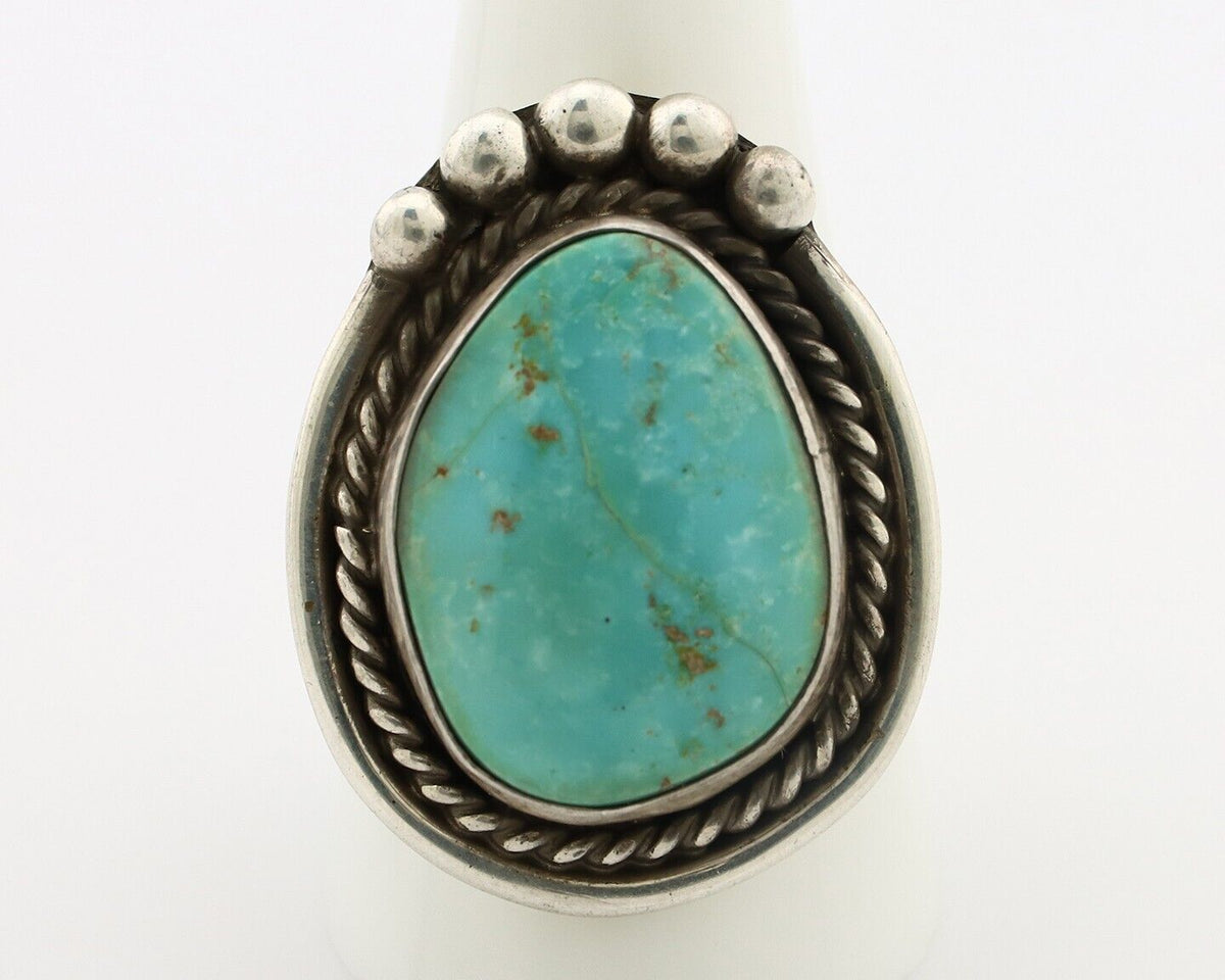 Navajo Ring 925 Silver Blue Turquoise Native American Signed C.80's