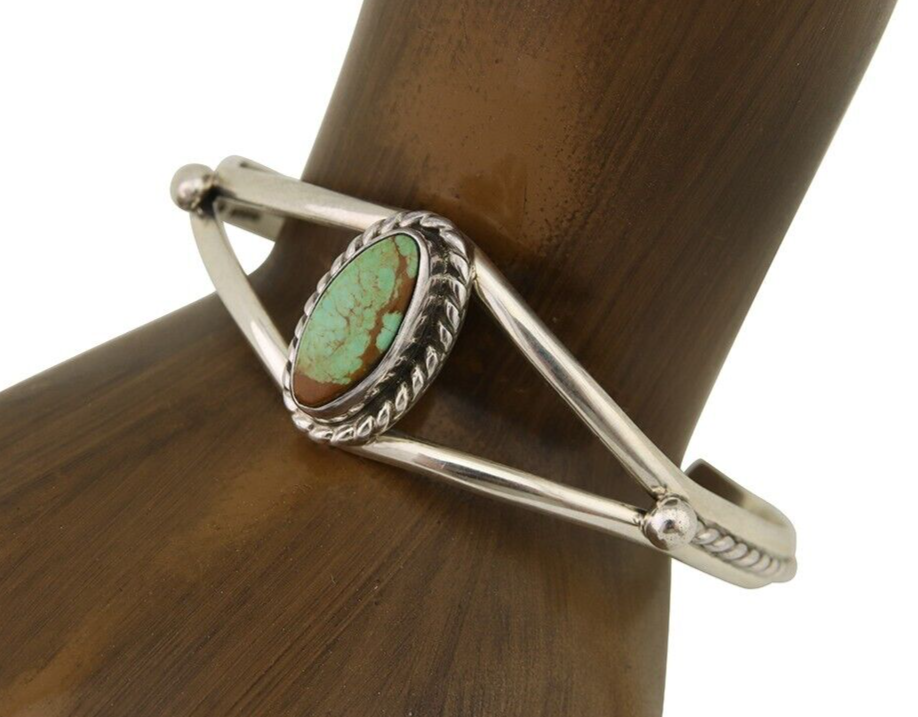 Navajo Bracelet 925 Silver Blue Turquoise Artist Signed Gecko C.80's