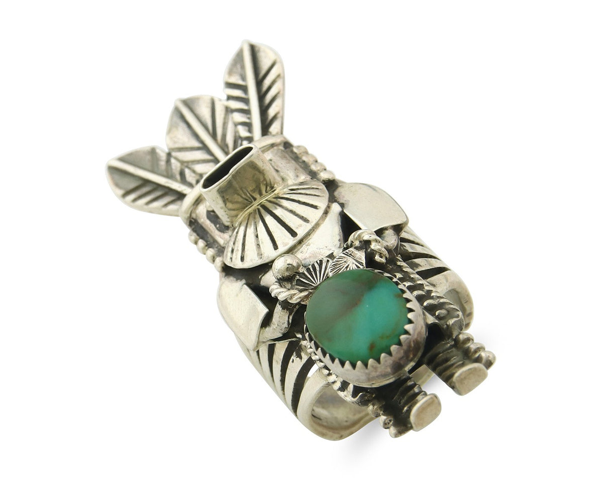 Vintage Navajo Ring 925 Sterling Silver Turquoise Signed Broken Arrow Size 7.0
