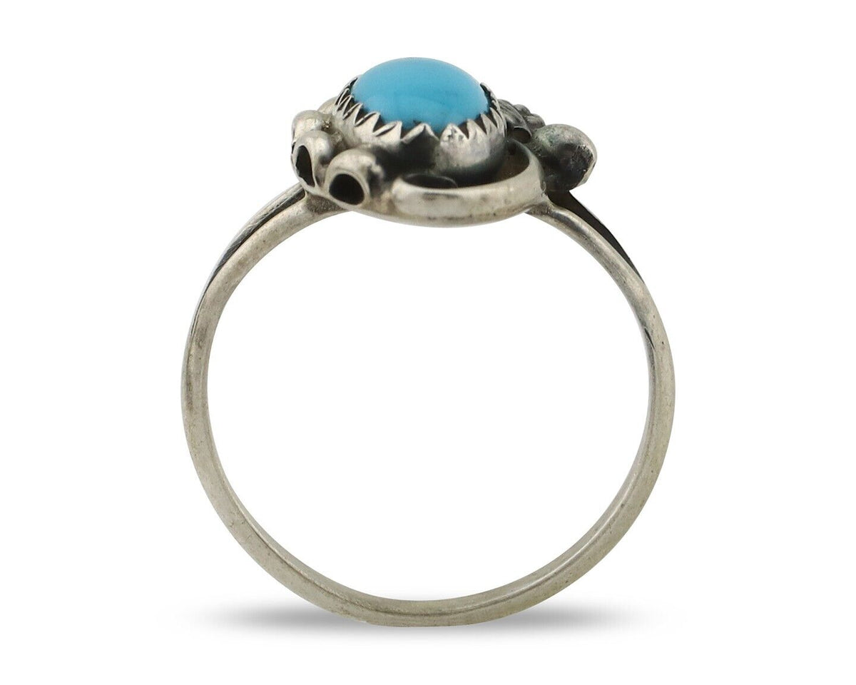 Navajo Ring 925 Silver Sleeping Beauty Turquoise Signed SkyStone Creations C80s