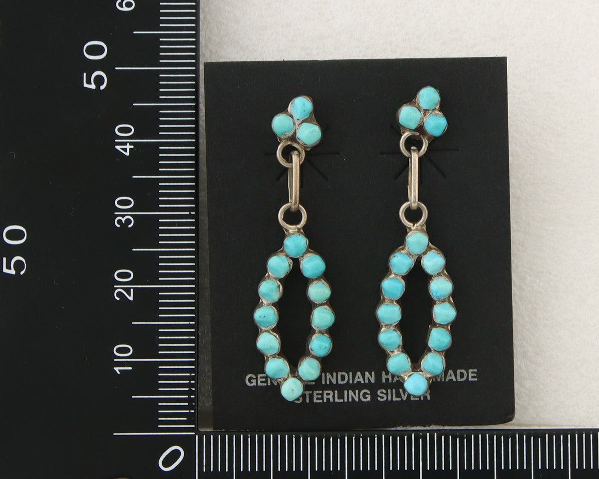 Navajo Earrings 925 Silver Natural Turquoise Native American Artist C.80's