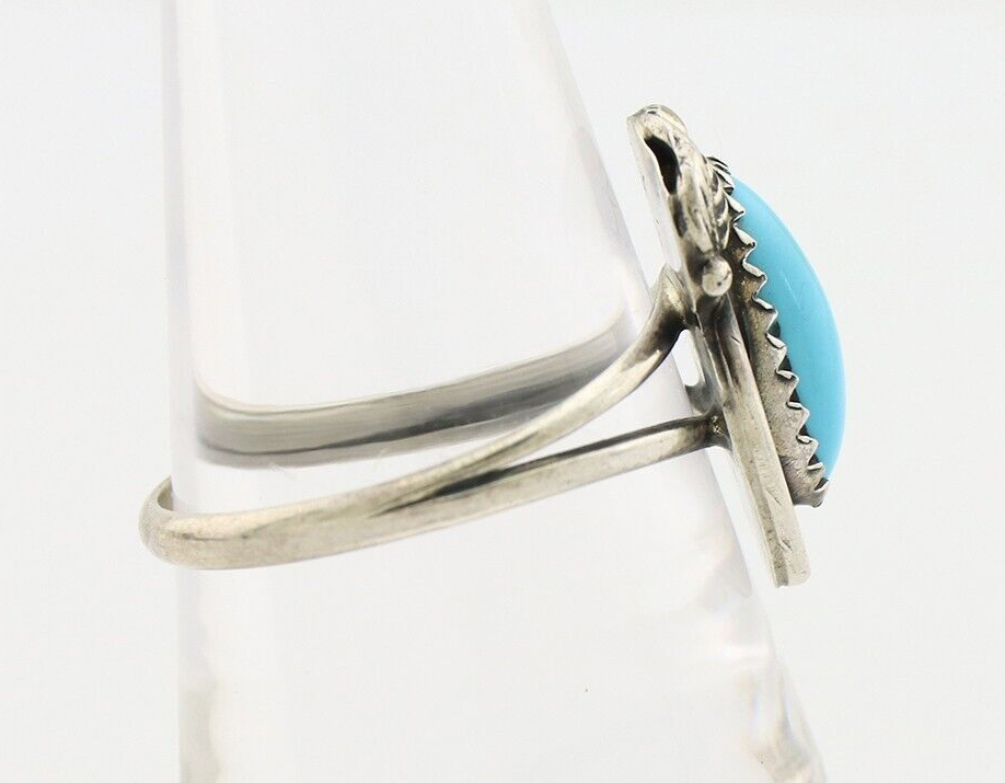 Navajo Ring 925 Silver Sleeping Beauty Turquoise Signed SkyStone Creations C80s
