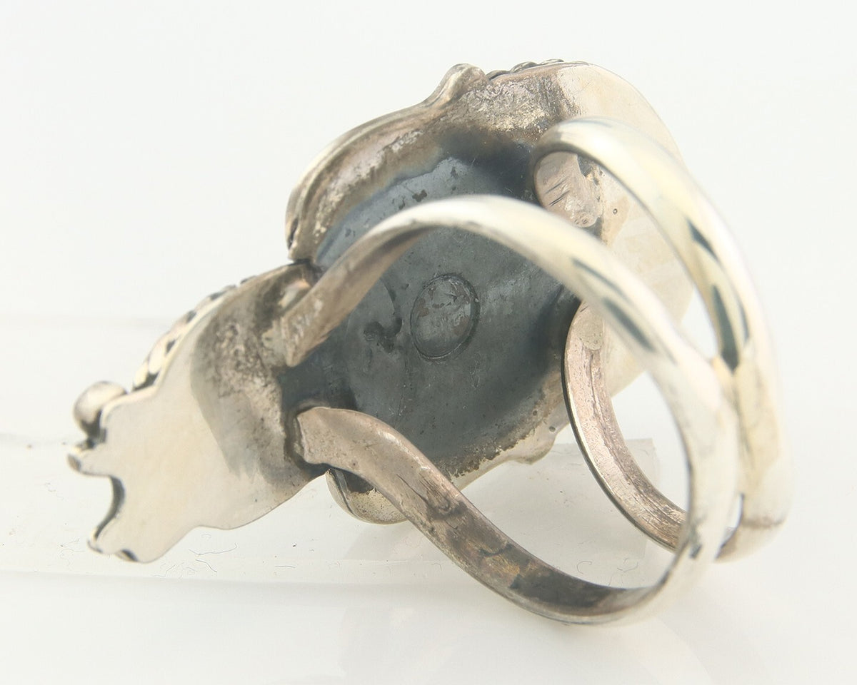 Vintage Navajo Ring 925 Sterling Authentic Turquoise Artist Signed Size 10.75