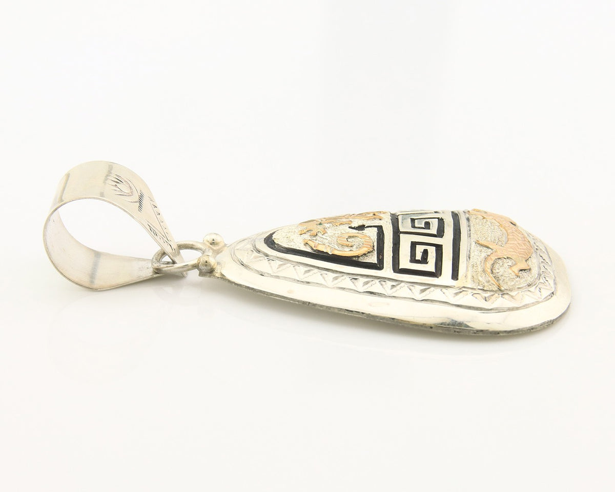 Navajo Kokopelli Pendant Sterling Silver & Gold Authentic Traditional Signed A