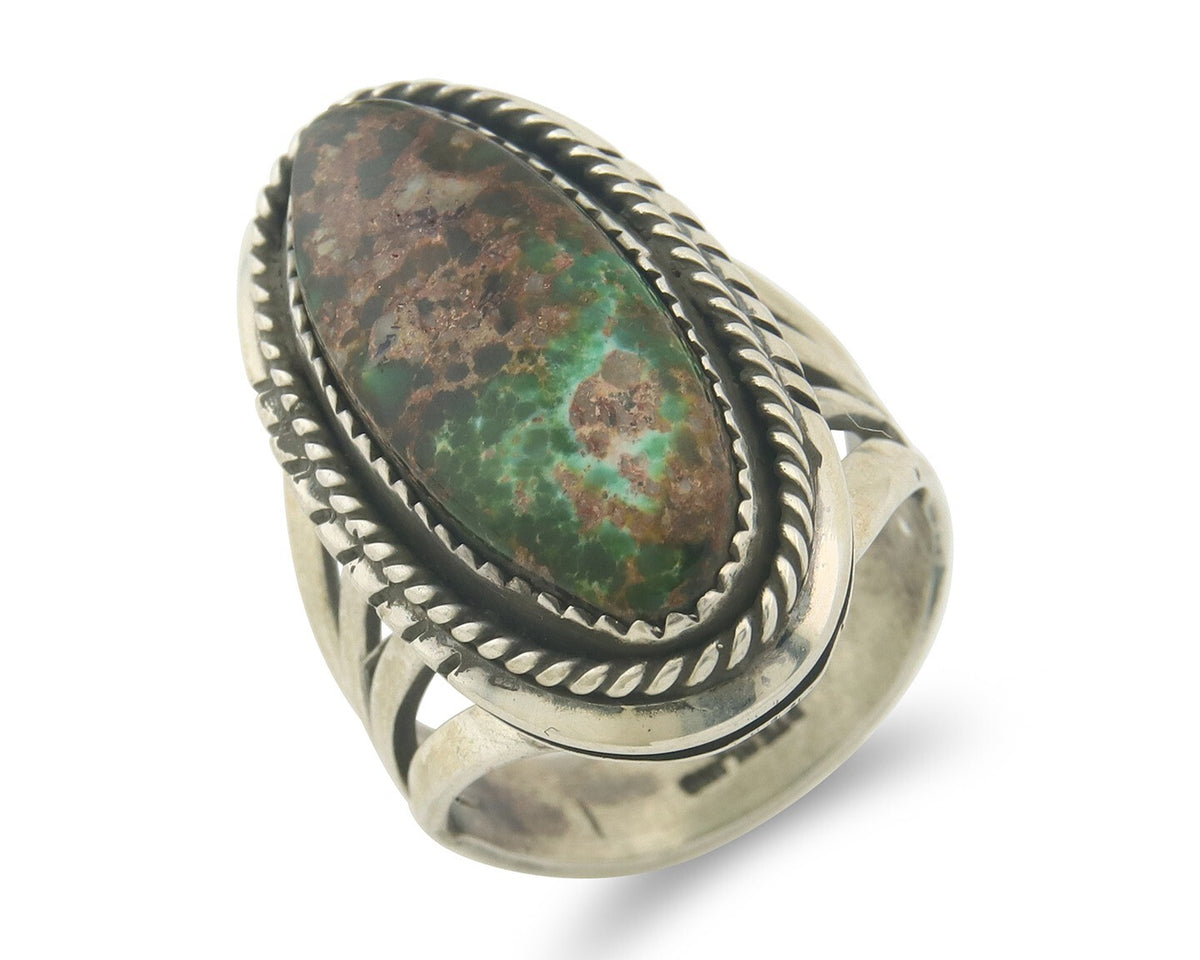 Vintage Navajo Ring 925 Sterling Authentic Turquoise Artist Signed TS Size 8.5