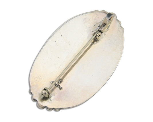 Navajo Pin Pendant 925 Silver Natural Blue Turquoise Artist Signed B C.80's