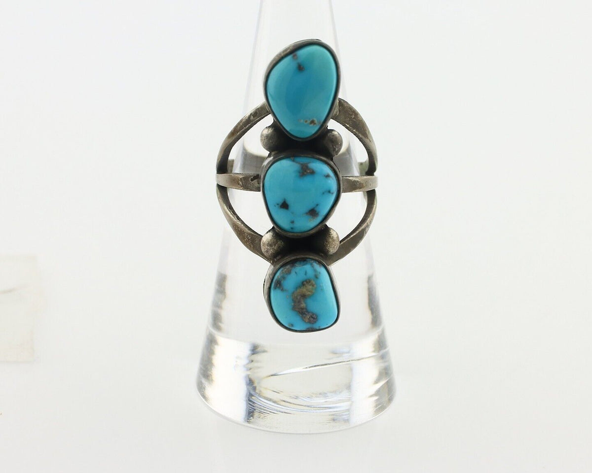 Navajo Ring 925 Silver Natural Blue Turquoise Native American Artist C.80's