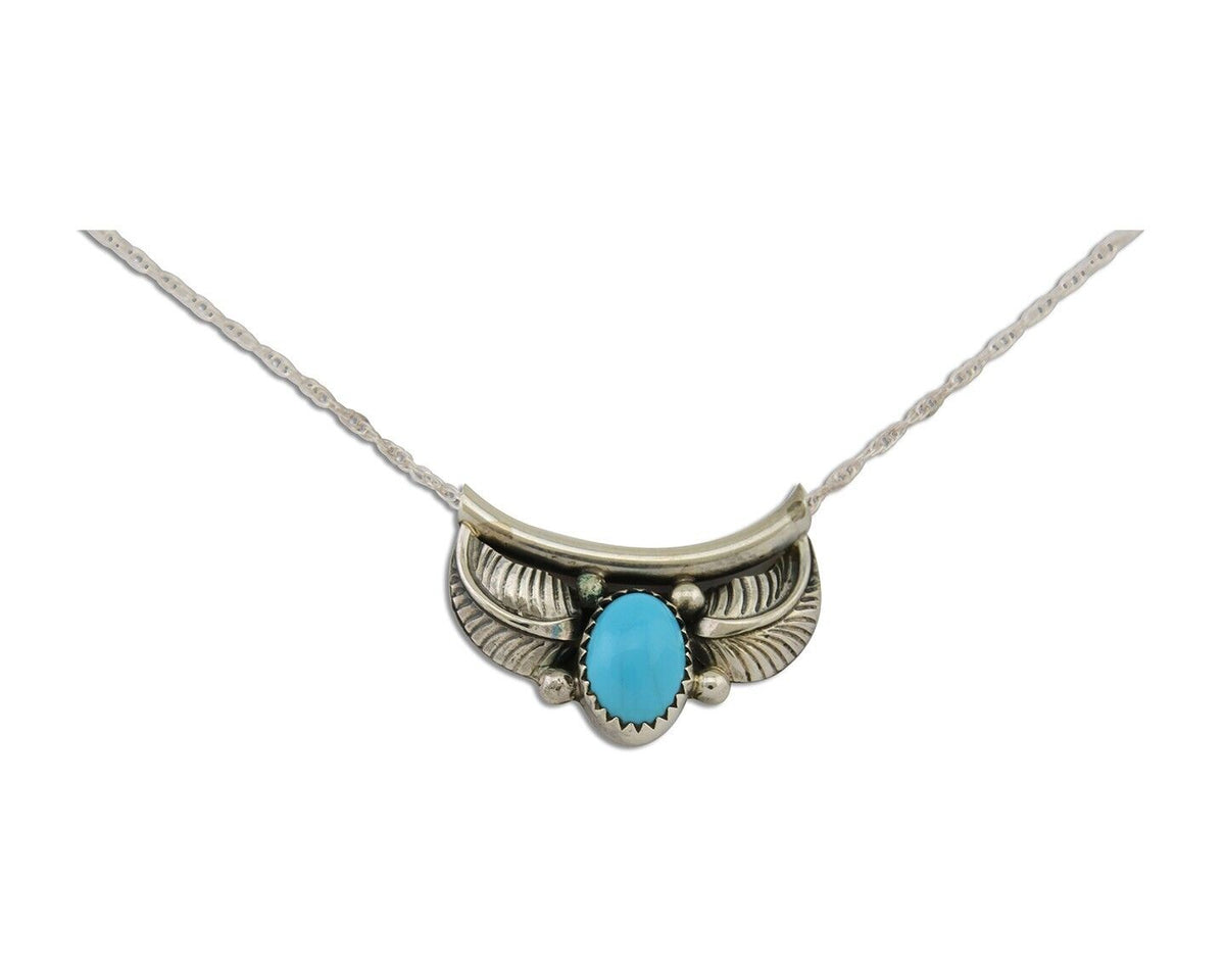 Navajo Turquoise Necklace 925 Silver Signed Eugene Belone C.80's