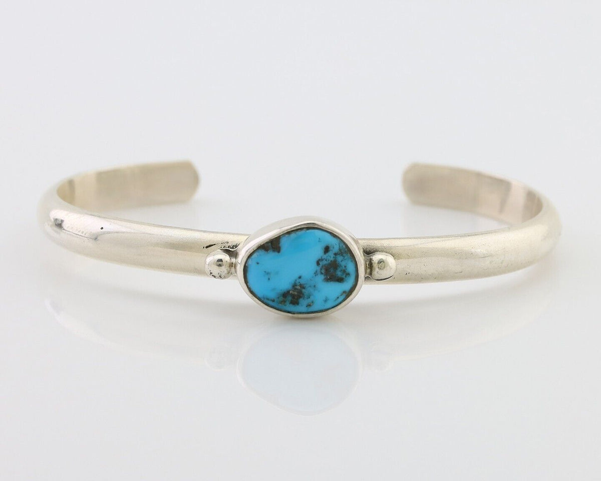 Navajo Cuff Bracelet 925 Silver Natural Blue Turquoise Native American C.80's