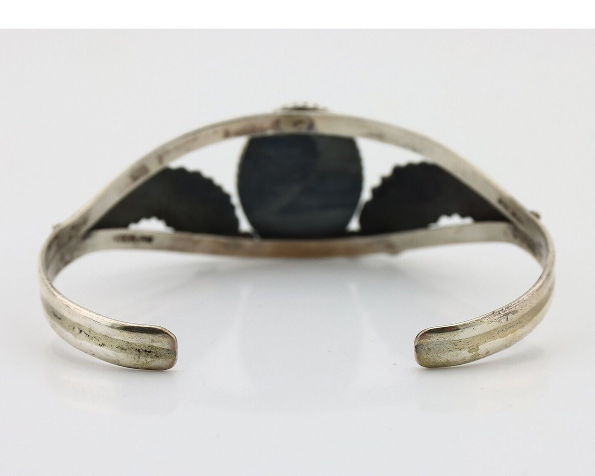 Navajo Bracelet 925 Silver Natural Blue Turquoise Native American Artist C.80's