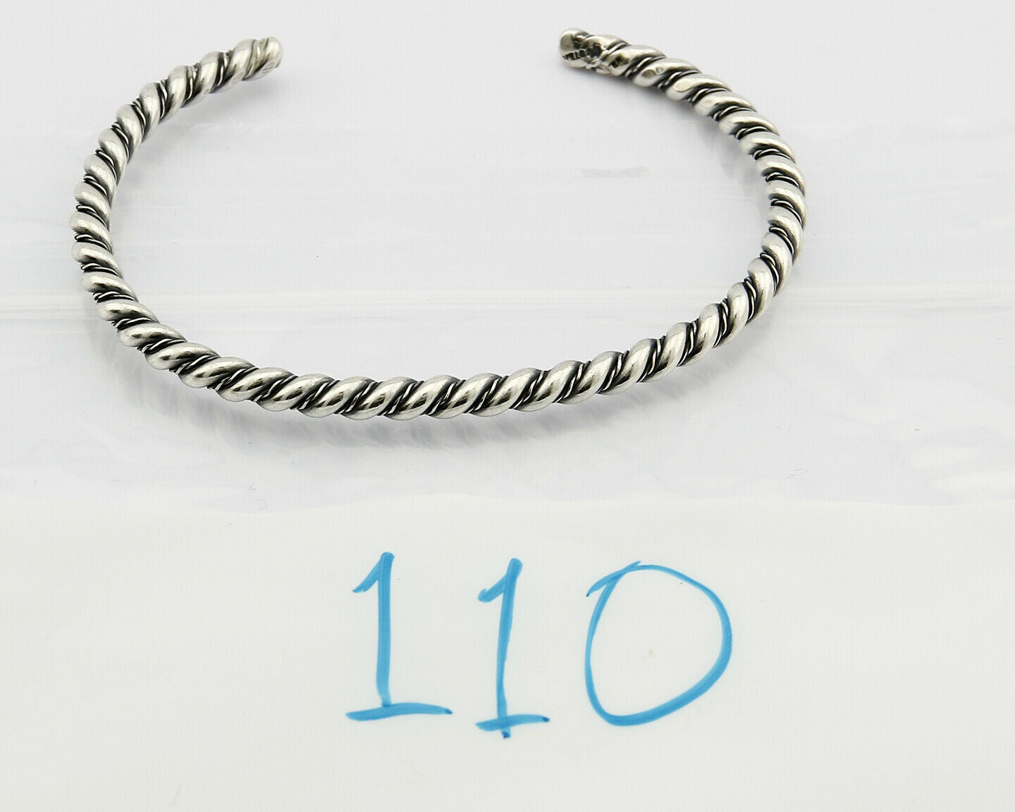 Navajo 3.8 mm Wide 925 Solid Sterling Silver Handmade Hand Stamped Cuff Bracelet