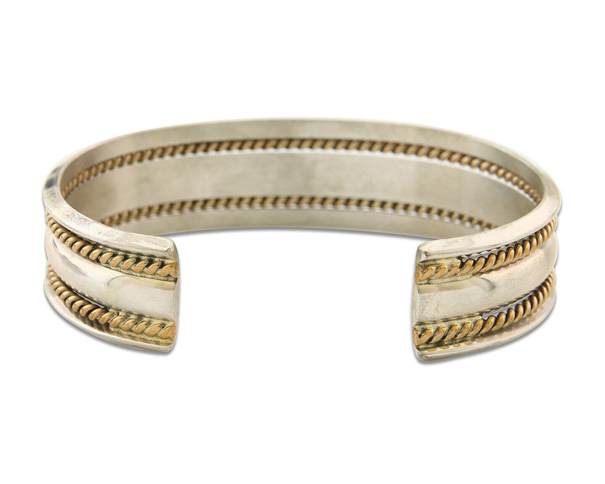 Navajo Bracelet 925 Silver & 12k Yellow Gold Filled Signed TAHE C.80's