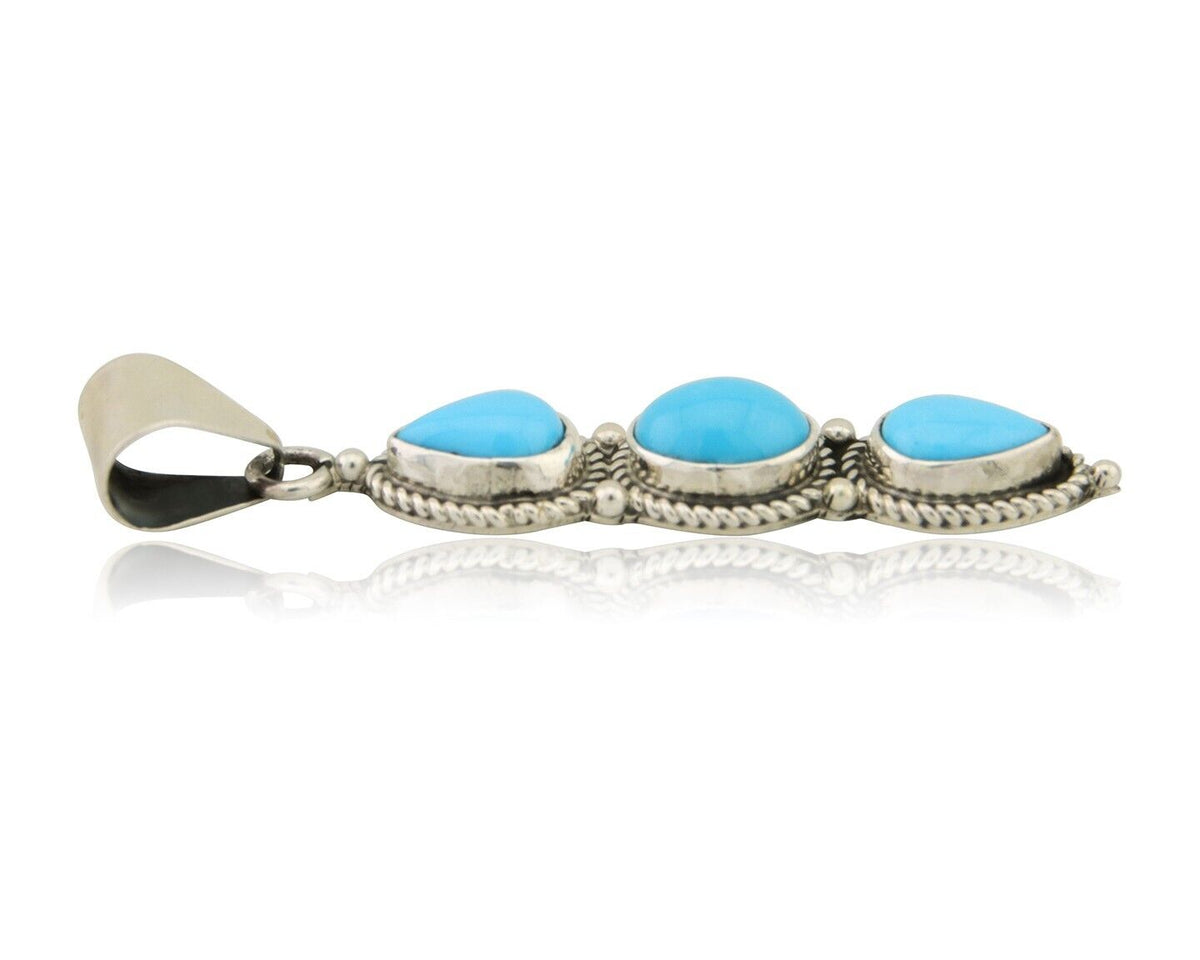 Navajo Necklace 925 Silver Natural Turquoise Artist Kathllen Chavez C.80's