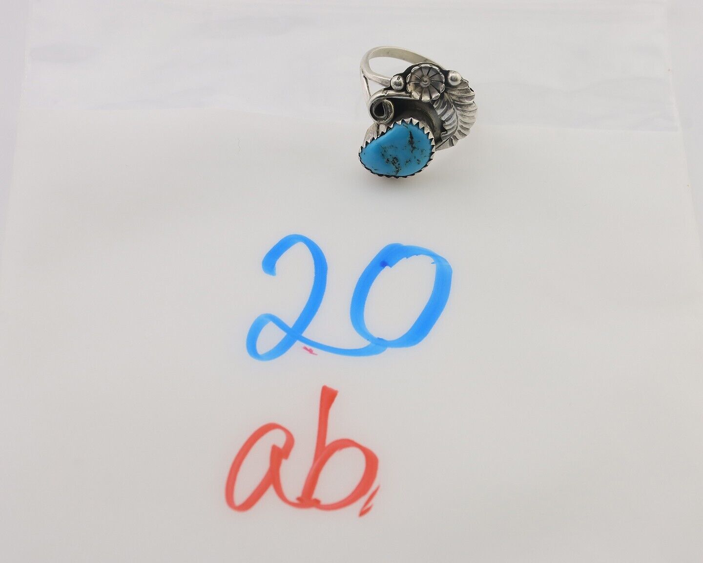 Navajo Ring 925 Silver Morenci Turquoise Native American Artist C.80's