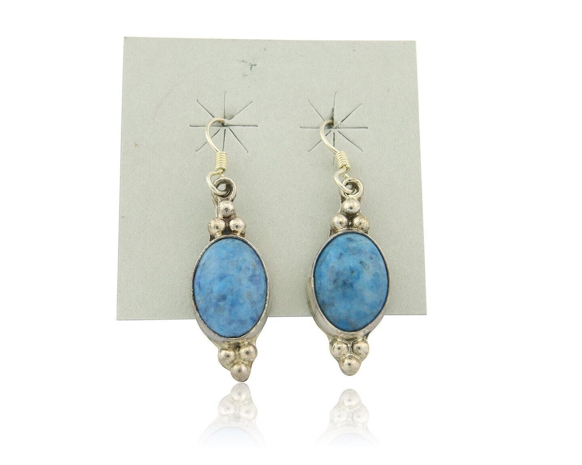 Navajo Earrings 925 Silver Natural Lapis Native American Artist C.80's