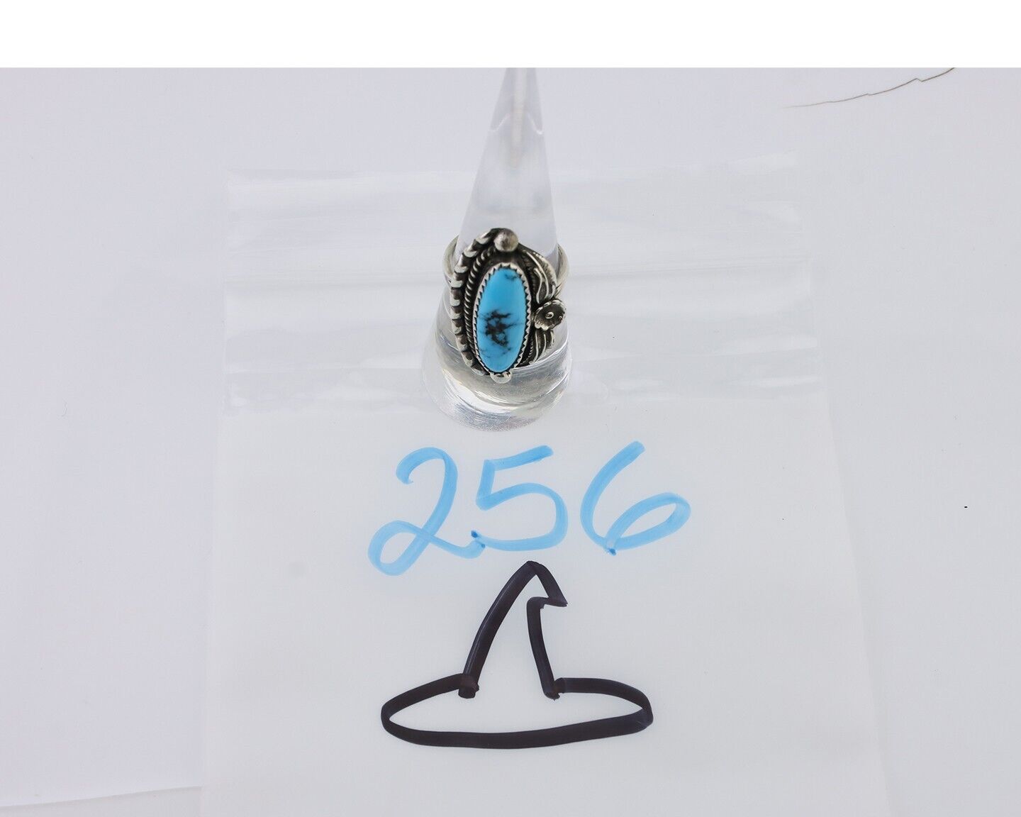 Navajo Ring 925 Silver Sleeping Beauty Turquoise Artist Signed SC C.80's