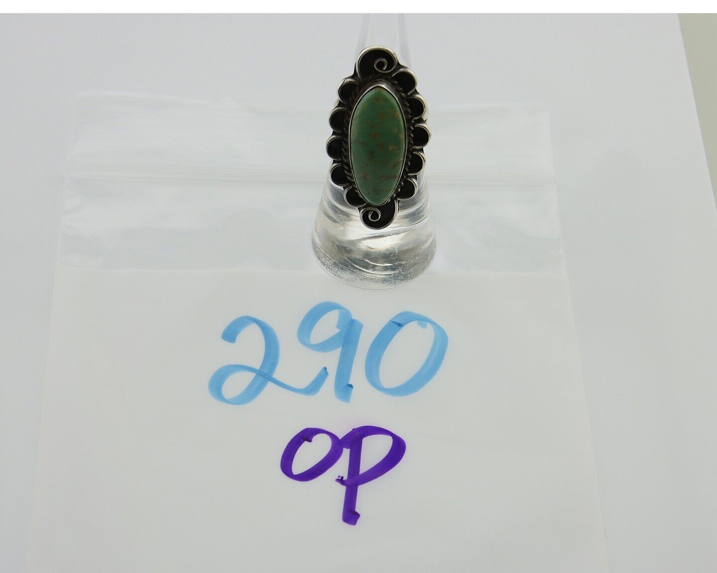 Navajo Handmade Ring 925 Silver Green Turquoise Native Artist C.80's