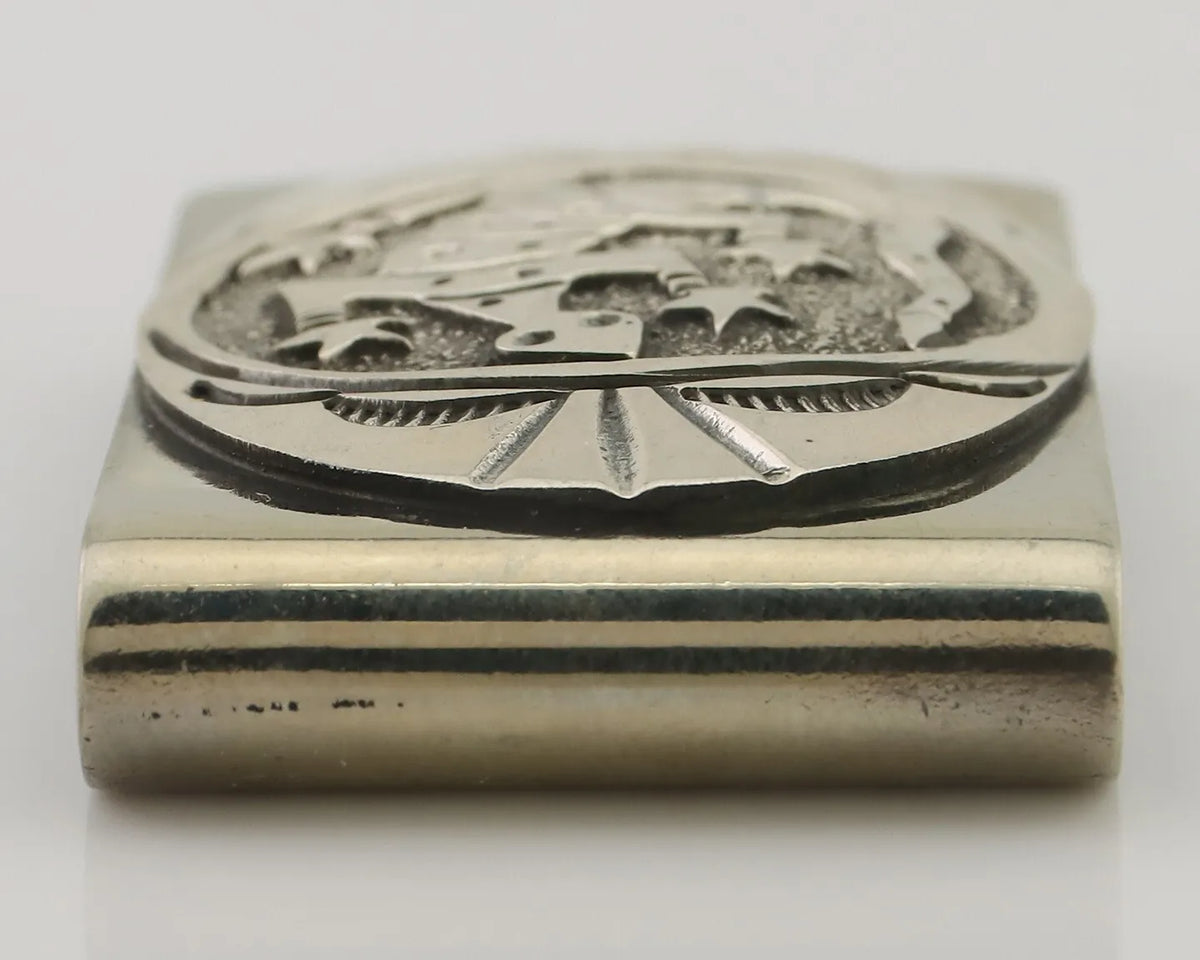 Navajo Lizard Money Clip .925 Silver & .999 Nickle Signed Gibson Gene C.80's