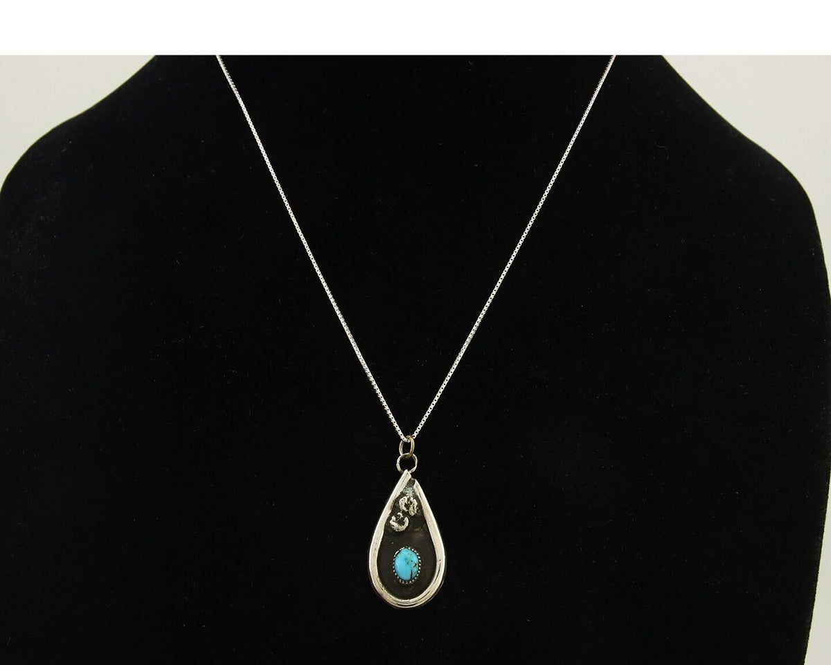 Navajo Necklace 925 Silver Natural Turquoise Native American C.80's