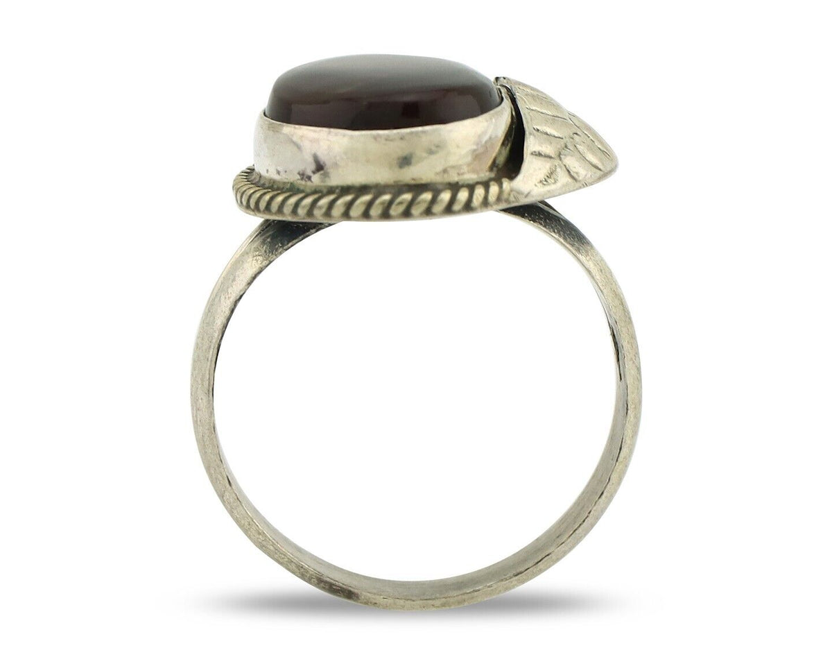 Navajo Handmade Ring 925 Silver Natural High Grade Fire Opal Native Artist C.80s