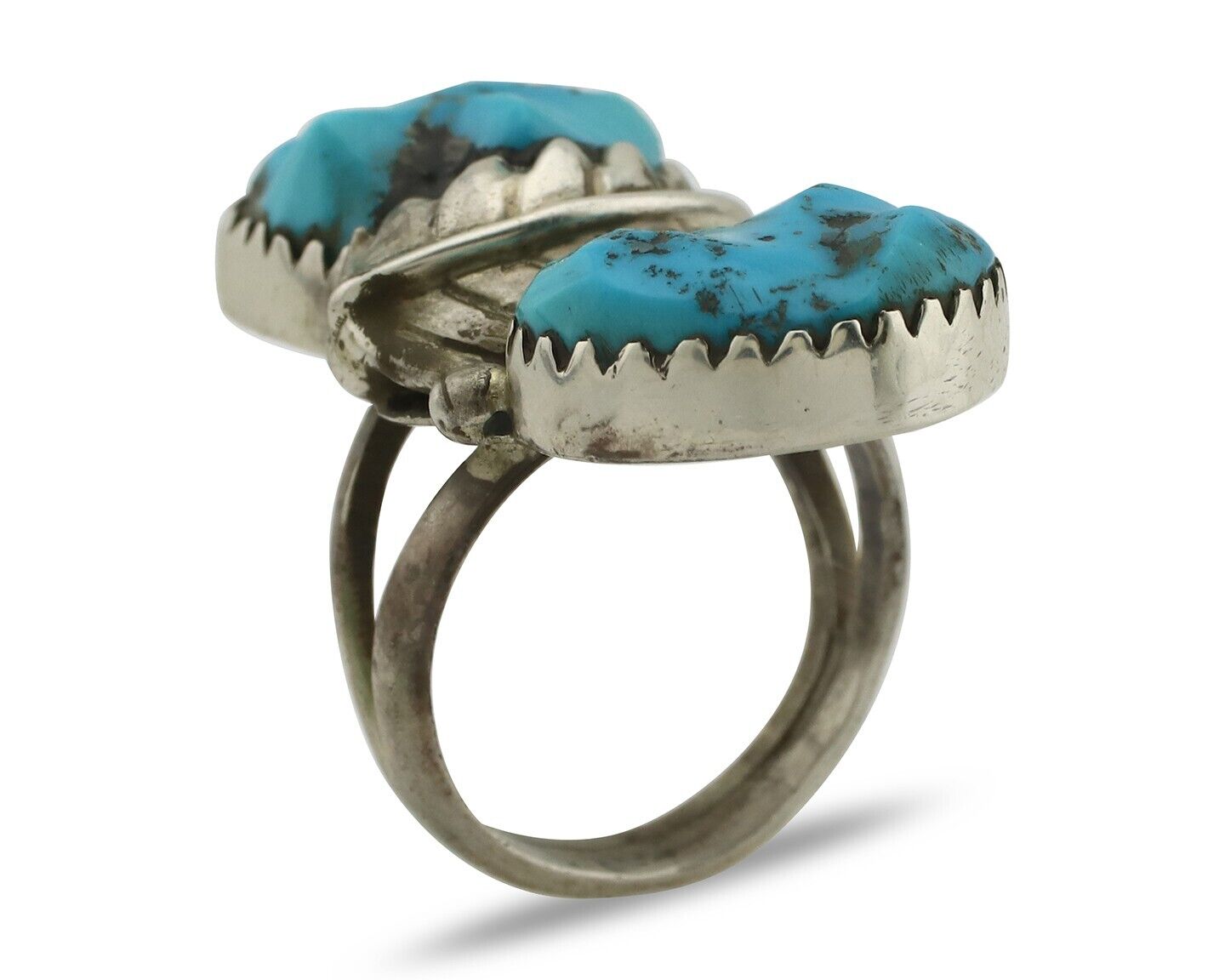Zuni Ring 925 Silver Sleeping Beauty Turquoise Artist Signed SC C.80's