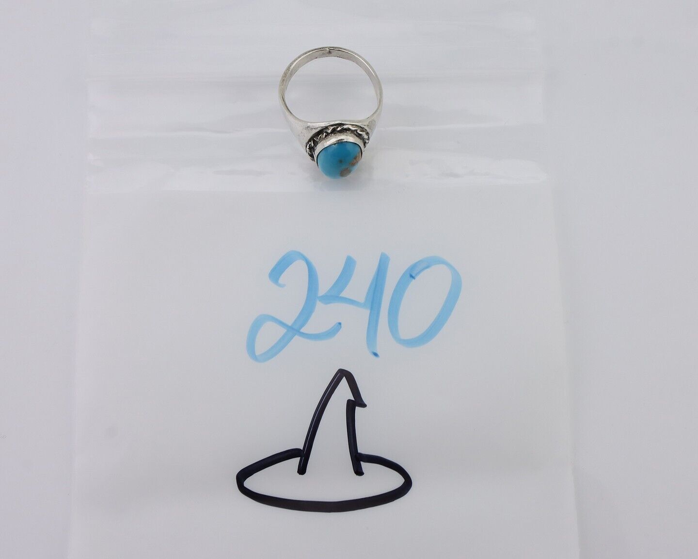 Navajo Ring 925 Silver Natural Blue Turquoise Native American Artist C.80's