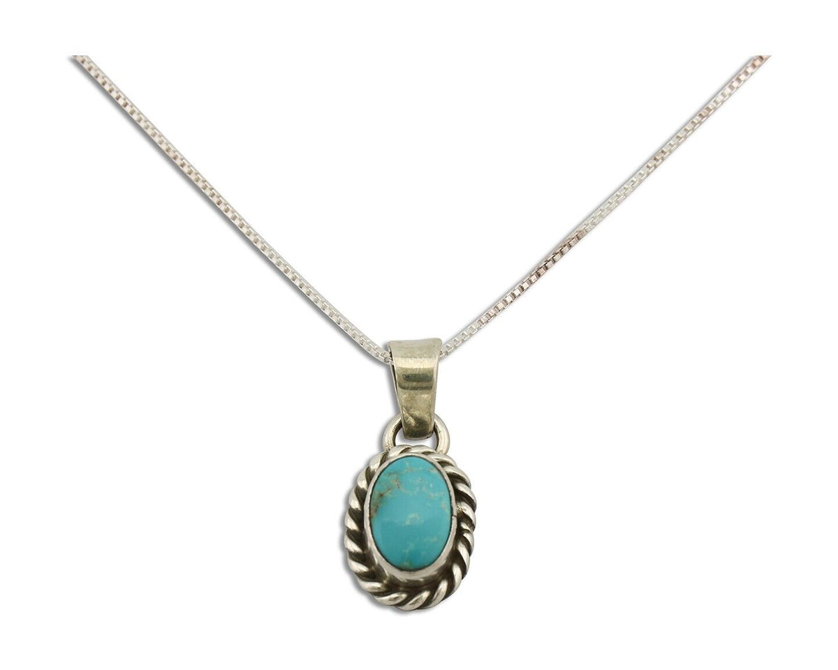 Navajo Necklace 925 Silver Natural Kingman Turquoise Native Artist C.2008