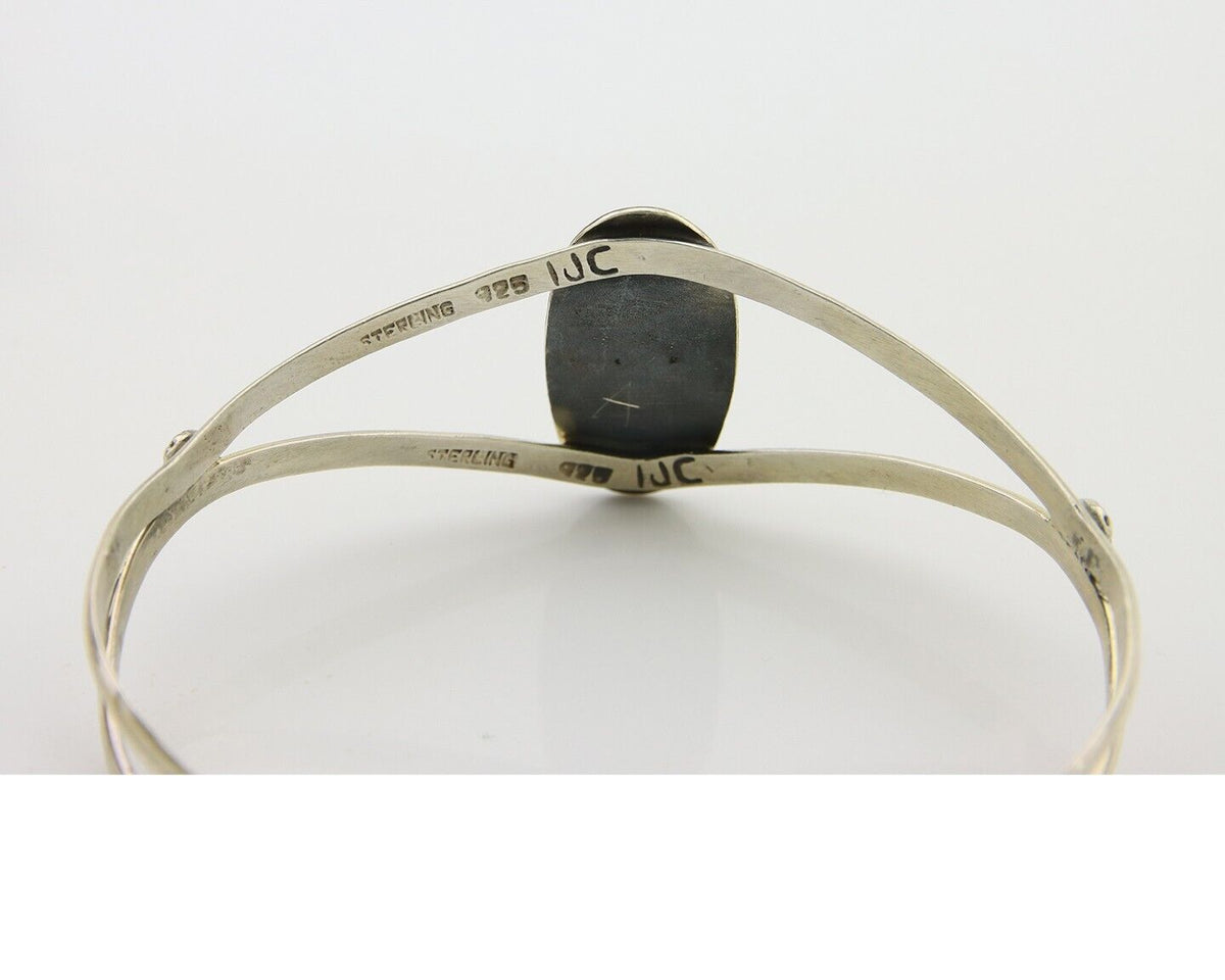 Navajo Cuff Bracelet 925 Silver Turquoise Cuff Artist Signed IJC C.80's