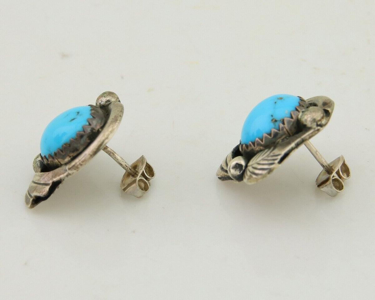 Navajo Earrings 925 Silver Natural Turquoise Native American Artist C.80's