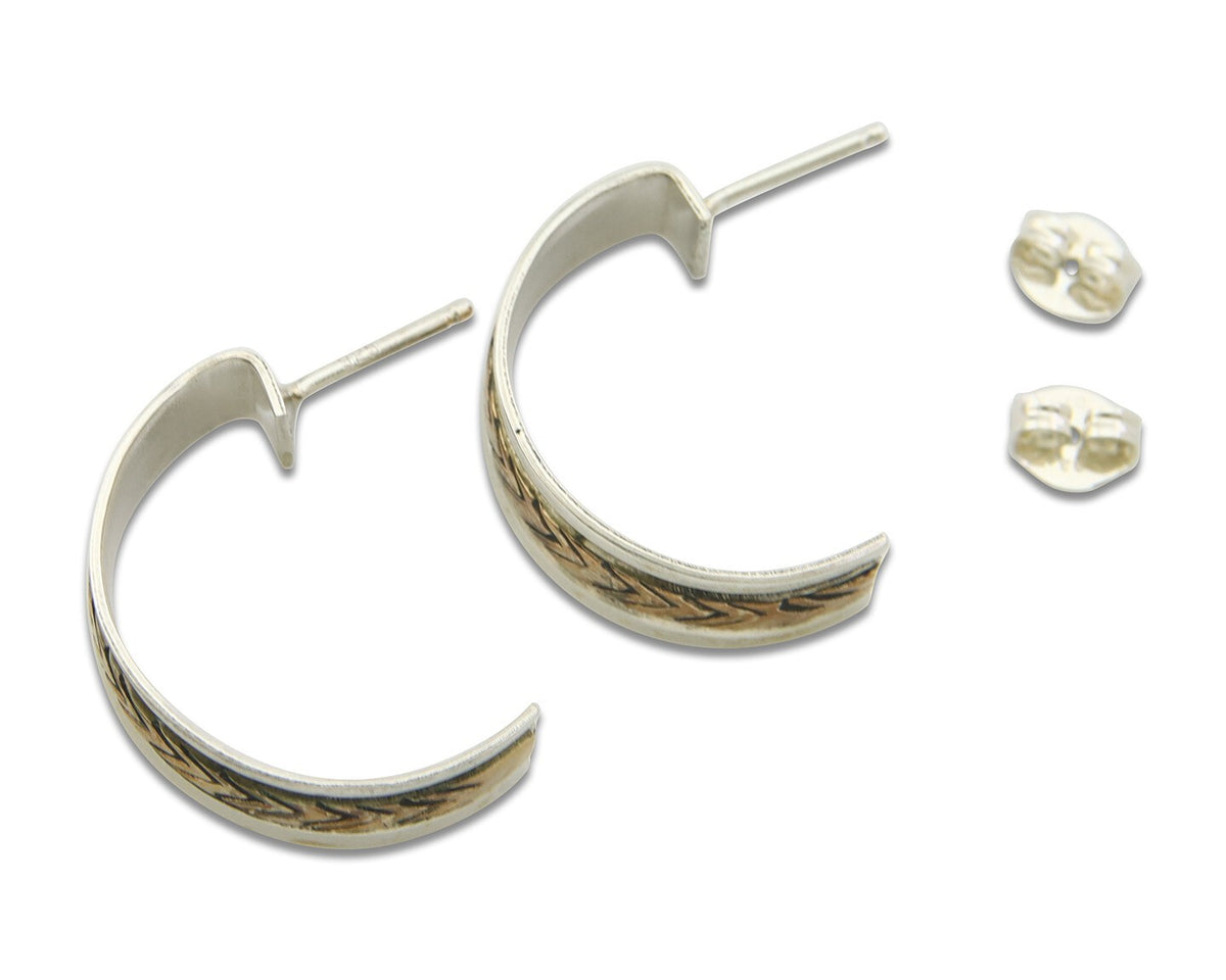 Navajo Hoop Earrings 925 Silver & Gold Artist Signed Randall Endito C.80's