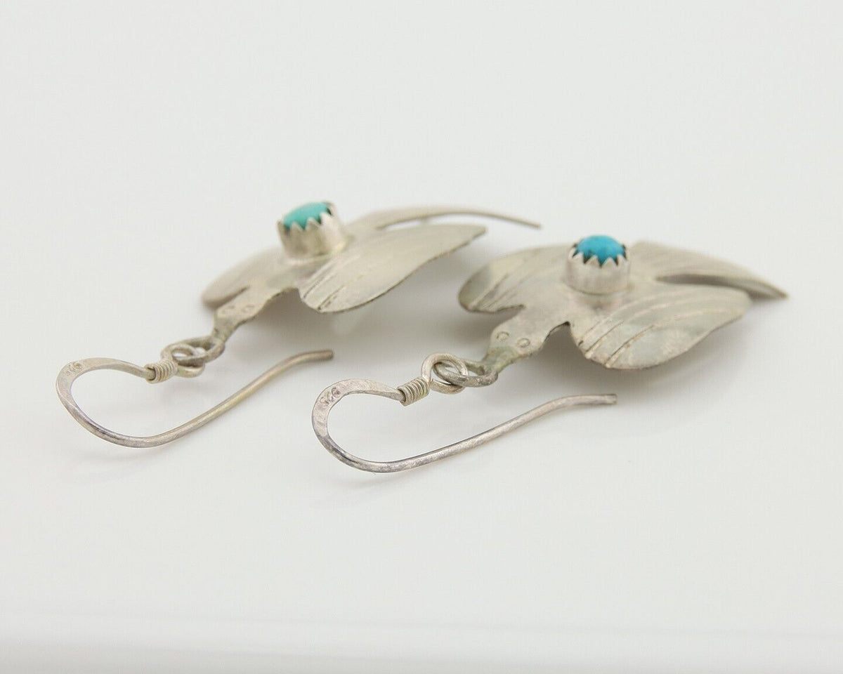 Navajo Thunderbird Earrings 925 Silver Natural Turquoise Native Artist C.80's