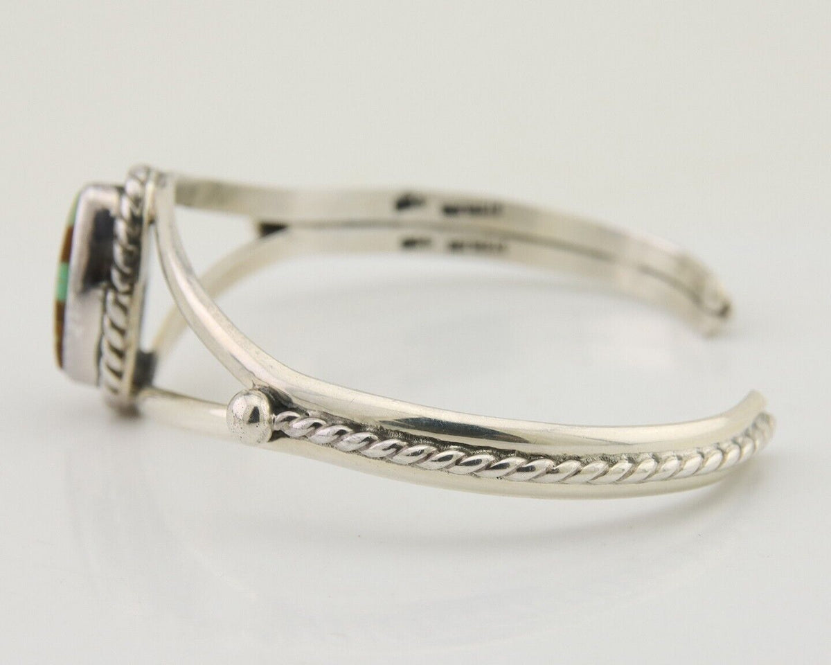 Navajo Bracelet 925 Silver Blue Turquoise Artist Signed Gecko C.80's