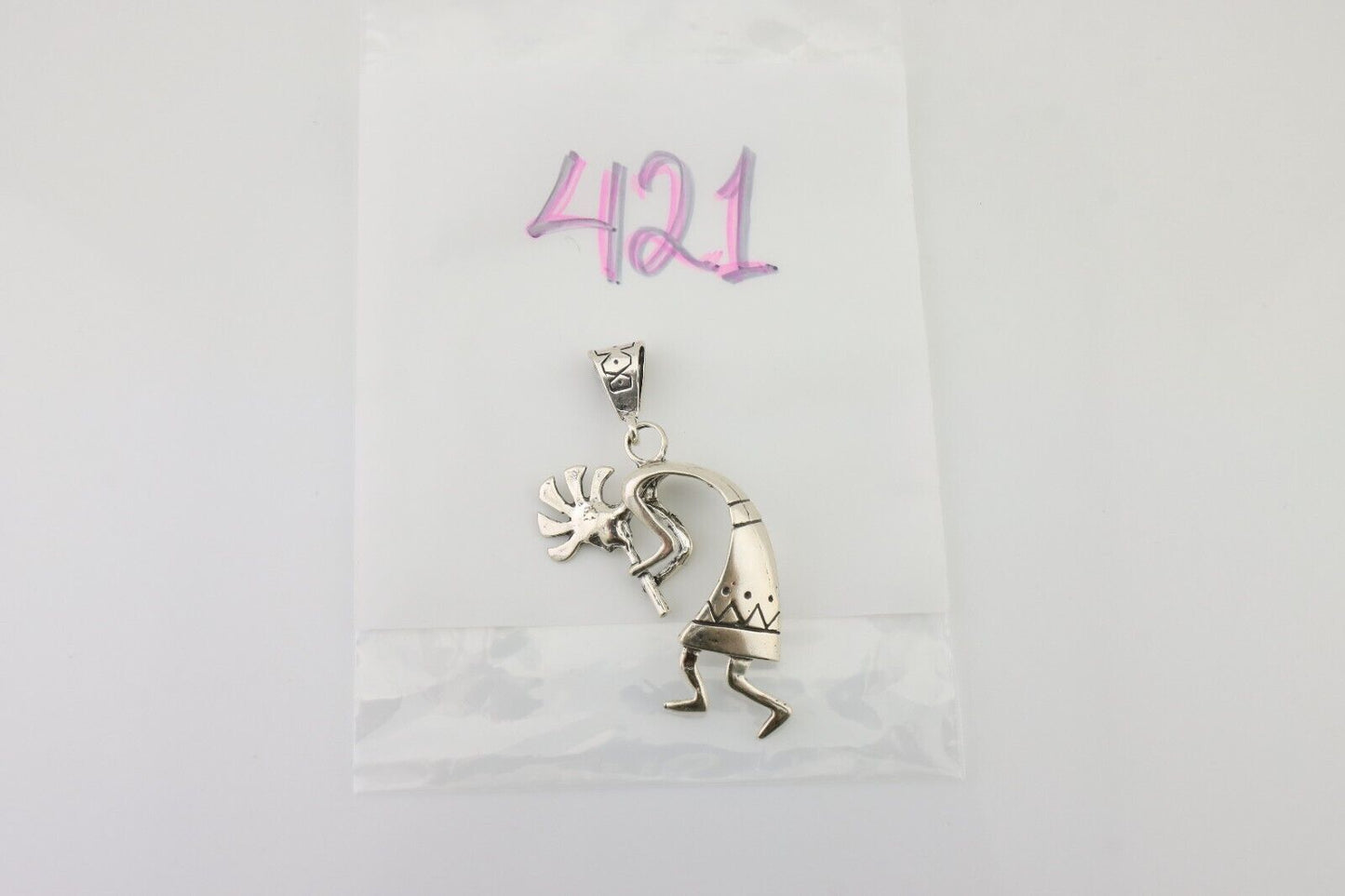 Navajo Kokopelli Pendant 925 Sterling Silver Artist Signed Masha C.80's