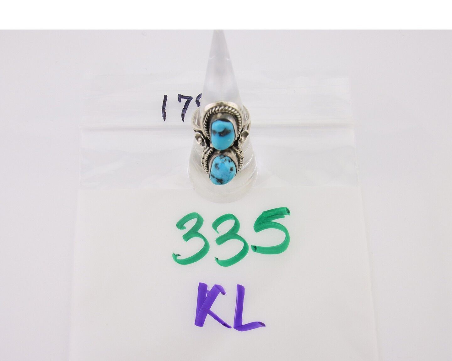 Navajo Ring 925 Silver Natural Blue Turquoise Native American Artist C.80's
