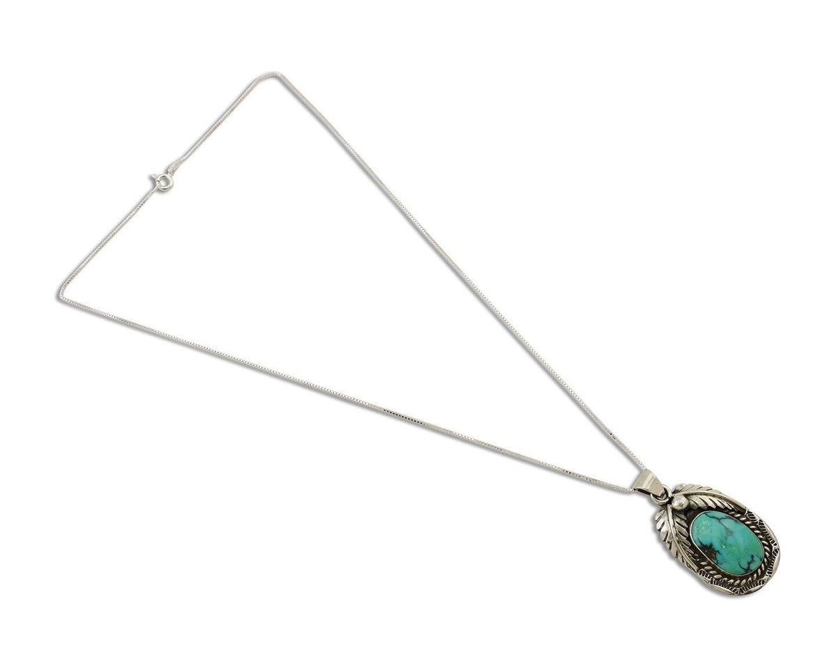 Navajo Turquoise Handmade Necklace 925 Silver Signed SunRise C.80's