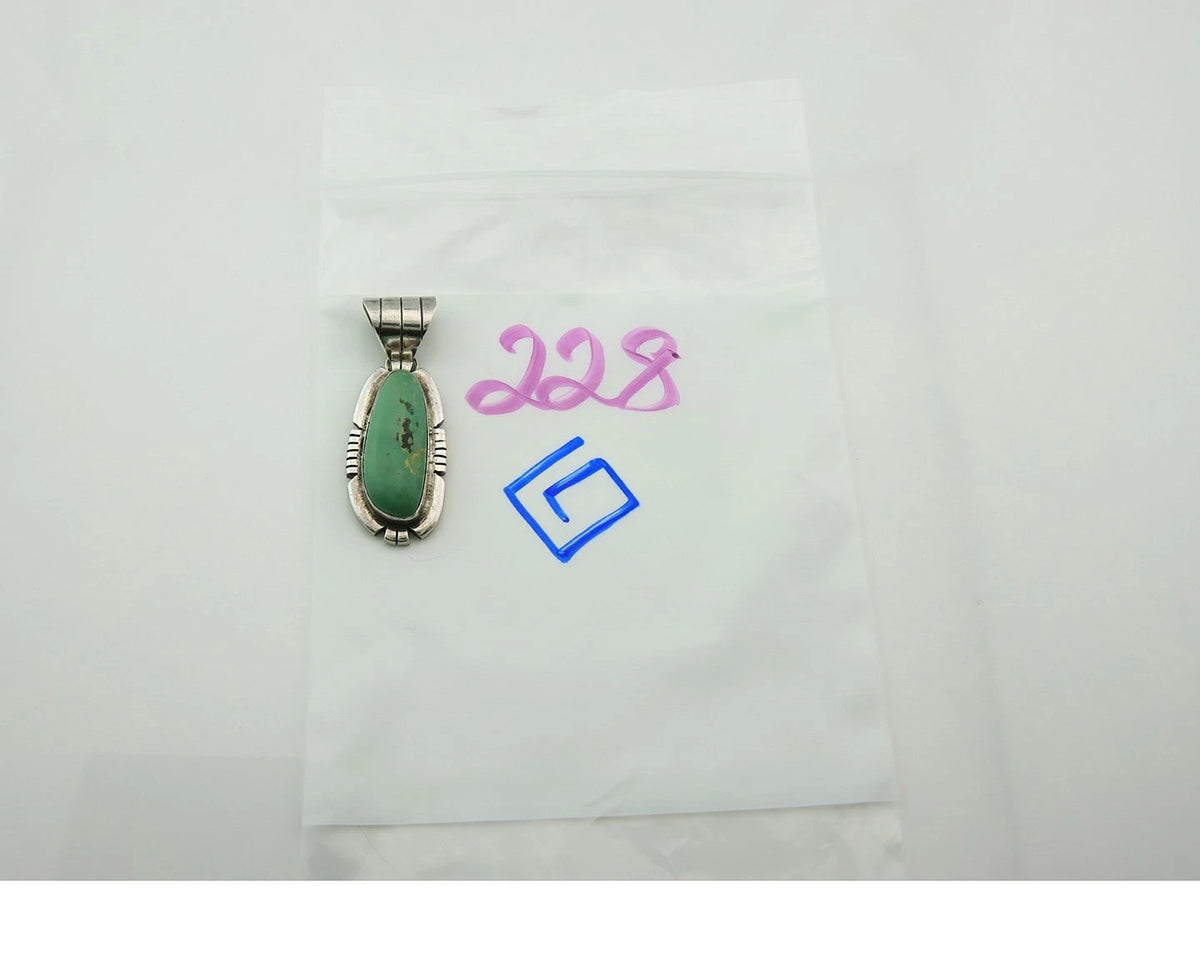 Navajo Pendant 925 Sterling Silver Natural Turquoise Vintage Artist Signed JT