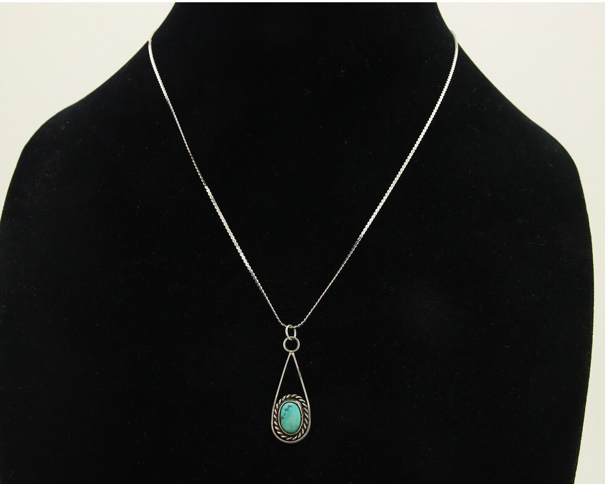 Navajo Necklace 925 Silver Natural Turquoise Artist Native American C.80's