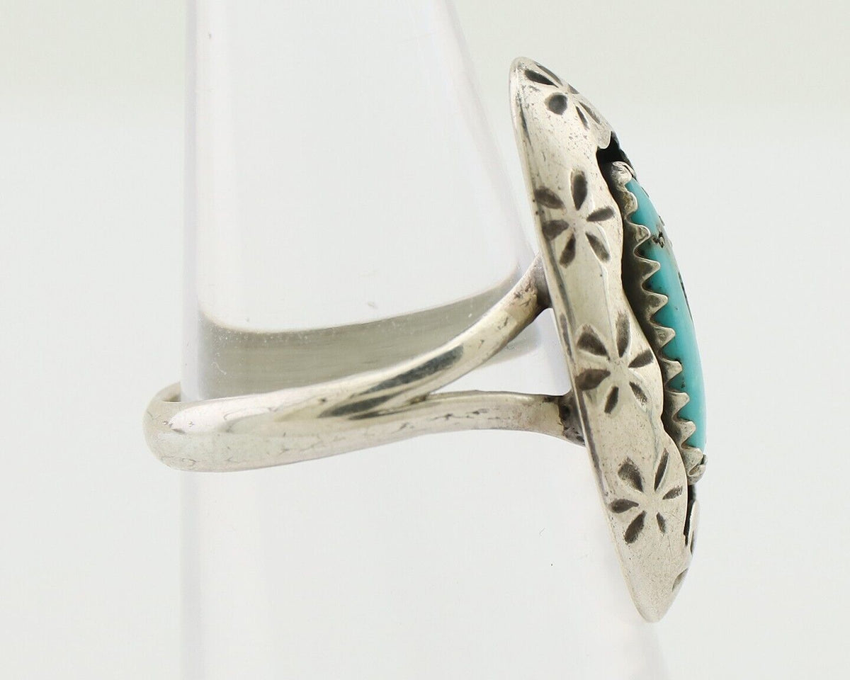Navajo Ring 925 Silver Natural Blue Turquoise Native American Artist C.80's