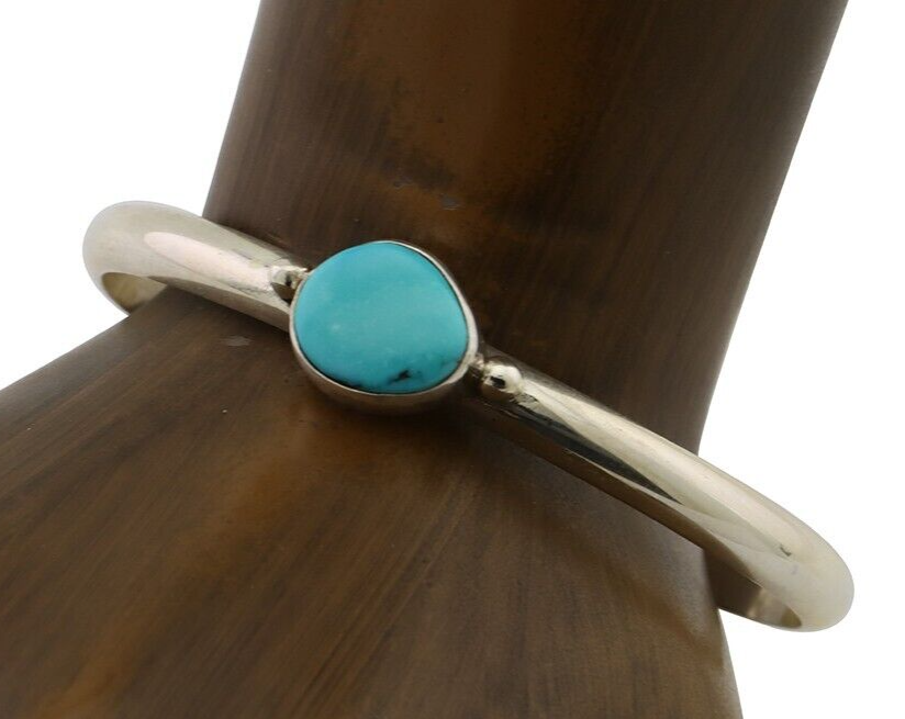 Navajo Cuff Bracelet 925 Silver Natural Blue Turquoise Native American C.80's