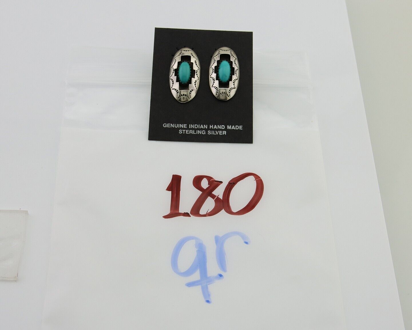 Navajo Dangle Earrings 925 Silver Natural Blue Turquoise Artist Signed P C.80's