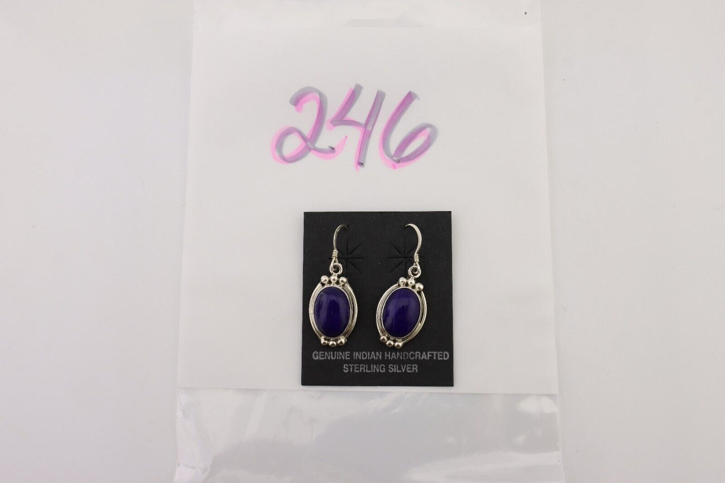 Navajo Dangle Earrings 925 Silver Lapis Lazuli Native American Artist C.80's