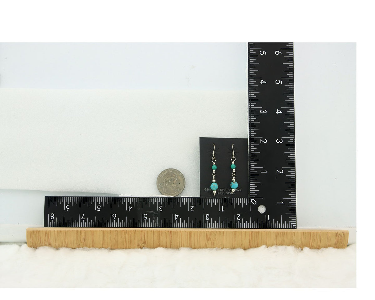 Navajo Dangle Earrings Sterling Silver Natural Turquoise Vintage Handmade