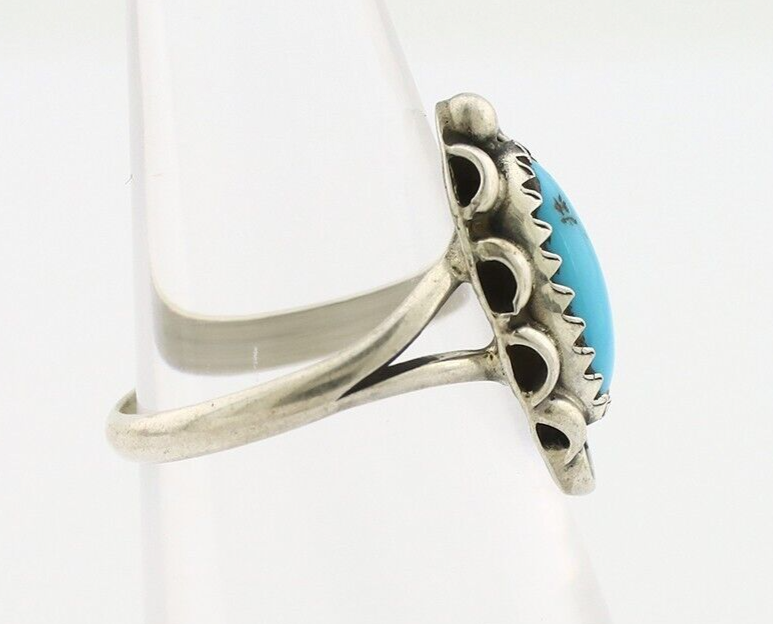 Navajo Ring 925 Silver Sleeping Beauty Turquoise Signed SkyStone Creations C80s