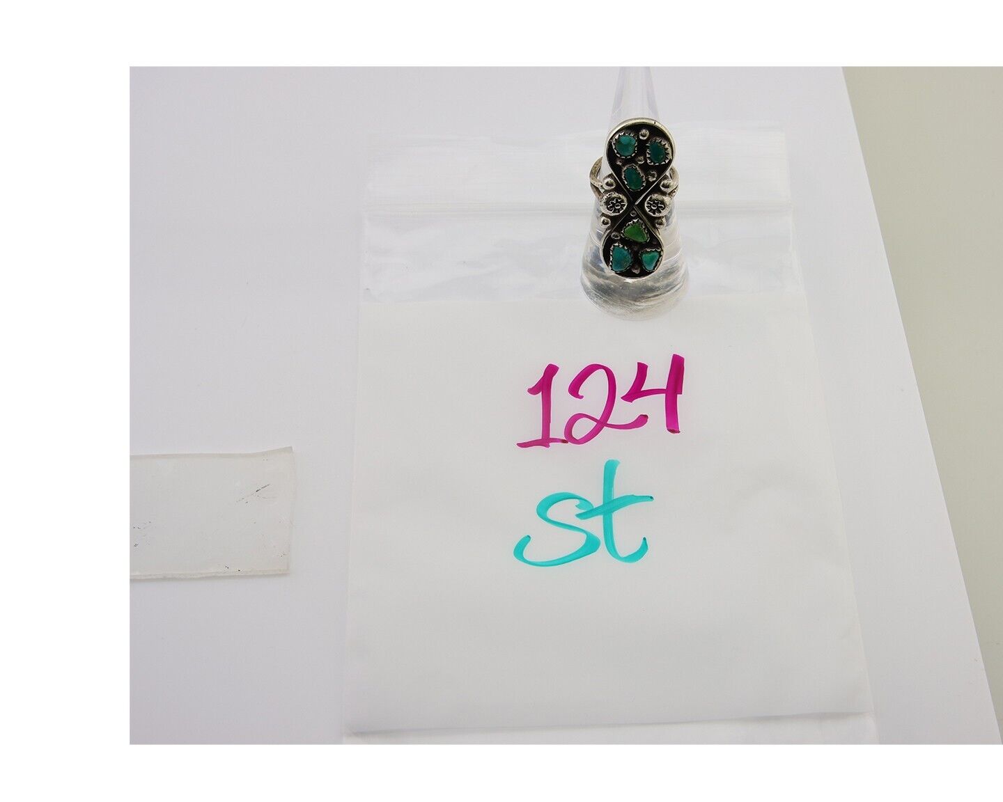 Navajo Ring 925 Sterling Silver Blue Turquoise Native American Artist C.80's