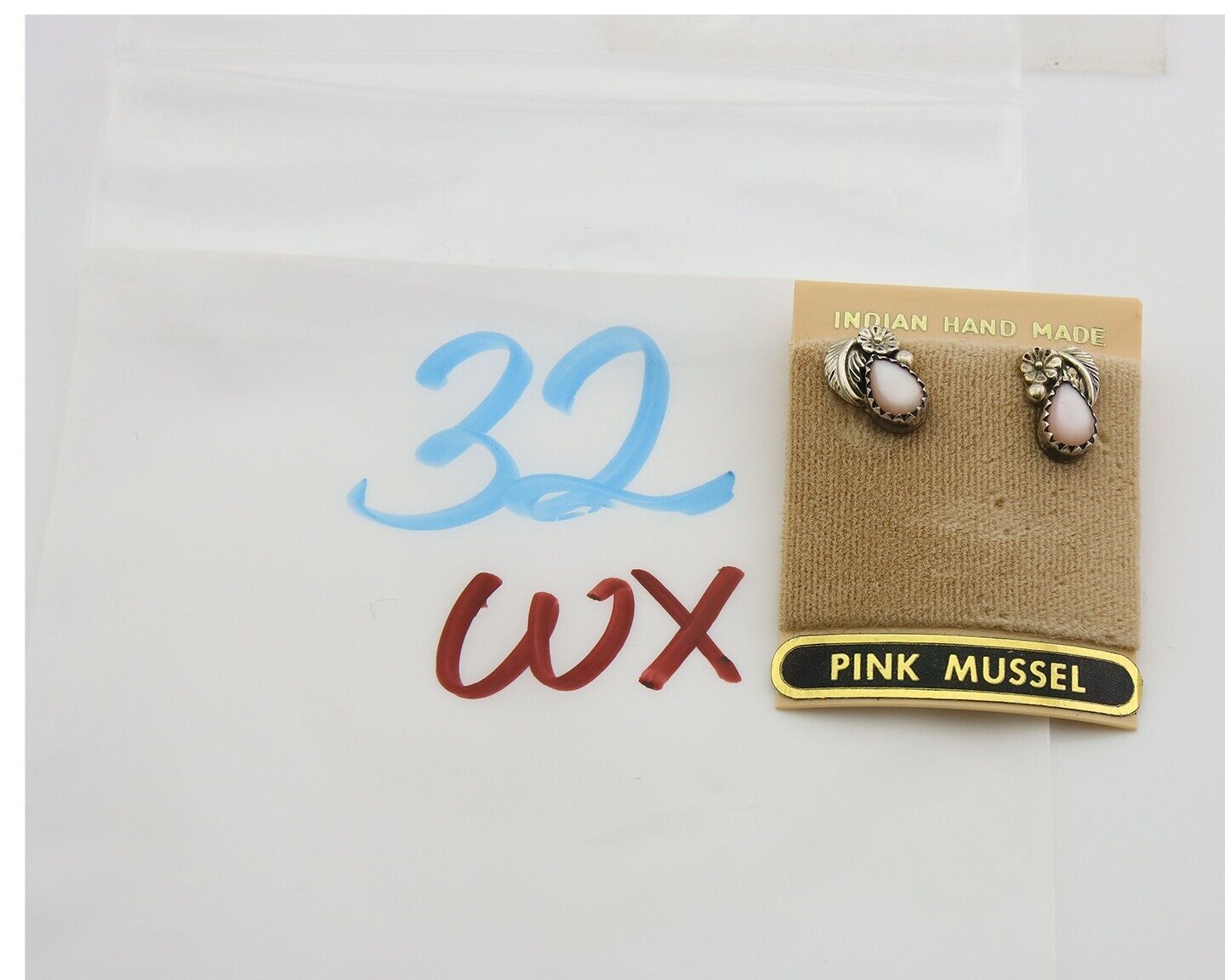 Navajo Earrings 925 Silver Handmade Natural Pink Mussel Native American Artist